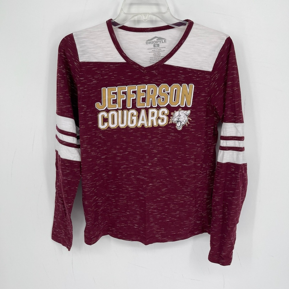 Ohiopyle Women's Maroon Slub Knit Jefferson Cougars Long Sleeve Shirt Size S